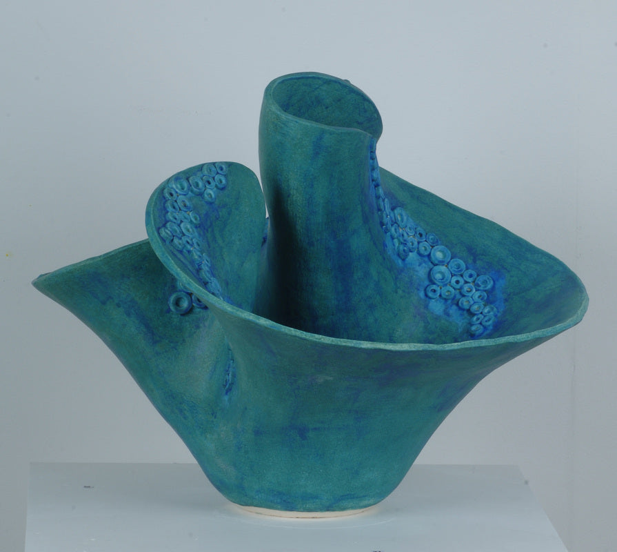 Dry blue organic coral vase